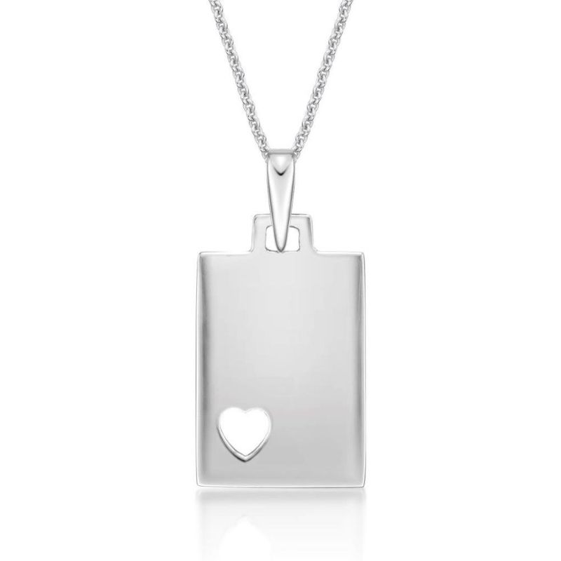 Picture of DOG TAG, HEART CUTOUT. 12x17mm with chain